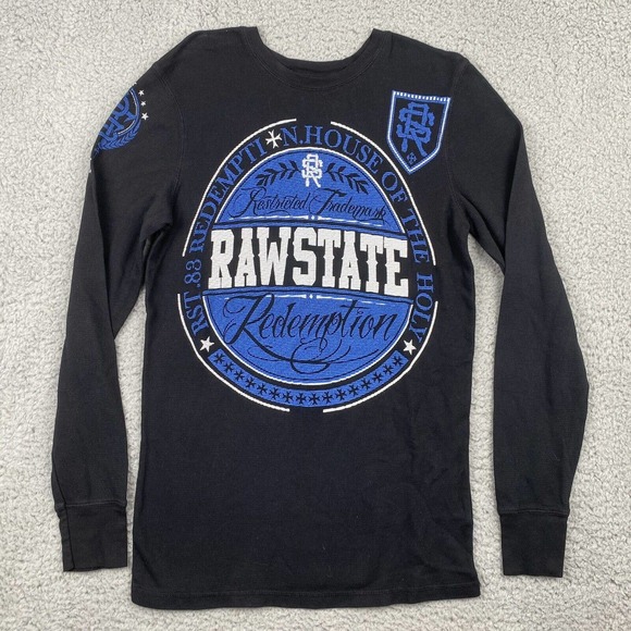 Raw State Other - Raw State by Affliction Men’s Medium Black Blue Thermal Double Sided Redemption